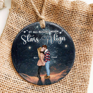 Romantic Couple Personalized Ornament, It All Begins When Stars Align 03QHTI131123PA - Ornament - GoDuckee