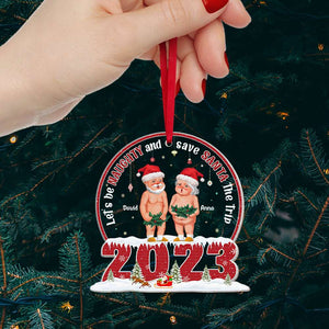 Let's Be Naughty, Old Couple Gift, Personalized Acrylic Ornament, Funny Couple Ornament, Christmas Gift - Ornament - GoDuckee