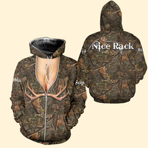 Nice Rack, Gift For Hunter, Personalized 3D AOP Shirt, Funny Hunter Shirt - AOP Products - GoDuckee