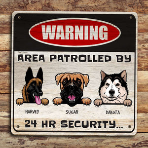 Warning Area Patrolled By, Personalized Dog Wood Sign Gift 03ACDT070323 - Wood Sign - GoDuckee