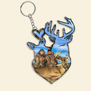 Custom Hunting Photo Keychain, Deer Head Shape, Gift For Hunting Lovers - Keychains - GoDuckee