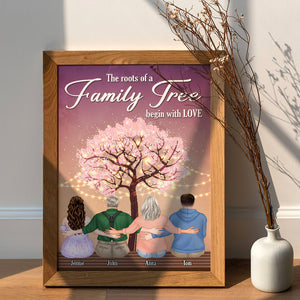 The Roots Of A Family Tree Begin With Love Personalized Hugging Family Canvas Print Gift For Family - Poster & Canvas - GoDuckee
