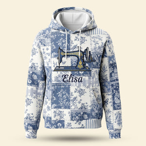 Sewing Lover Toile de Jouy Personalized Hoodie - Personalized Gifts For Sewing Lover Hoodie 02PGTI201125 - AOP Products - GoDuckee