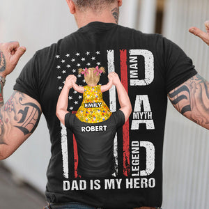Dad Is My Hero Personalized Shirt, Gift For Dad, Kid On Dad's Shoulder - Shirts - GoDuckee