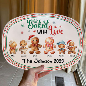 Baked With Love, Gift For Family, Personalized Resin Plate. Gingerbread Cookie Family Plate, Christmas Gift 02TOTI080923 - Resin Plate - GoDuckee