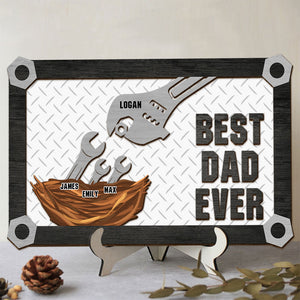 Dad Funny Mechanic Wrench Feeding Personalized Wood Sign, Father's Day Gift, Gift For Dad - Wood Sign - GoDuckee