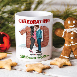 Celebrating Christmas Together, Couple Gift, Personalized Mug, Anniversary Couple Mug, Christmas Gift - Coffee Mug - GoDuckee