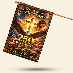 Patriotic 250th Anniversary Christian House Flag - Personalized Gifts For Christians 02HUTI260226 - Flag - GoDuckee