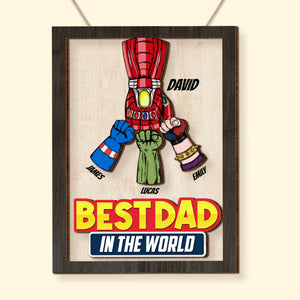 World's Best Dad Personalized Wooden Art - 2 Layers Wood Sign -03QHTI230523HA - Wood Sign - GoDuckee