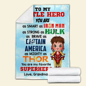 To My Little Hero, Gift For Kid, Personalized Blanket, Kid Blanket For Family 05TOTI070823PA - Blanket - GoDuckee