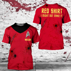 I Might Not Make It, Gift For TV Series Fan, Personalized Shirt, Custom Name Red AOP Shirt, Halloween Gift 05HTTI050723 - AOP Products - GoDuckee