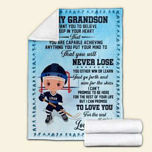Gift For Kid, Personalized Blanket, Hockey Kid Blanket - Blanket - GoDuckee