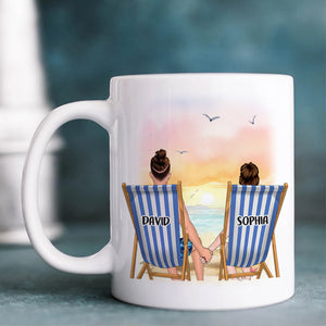 Sitting Next To You Doing Absolutely Nothing, Personalized White Mug, Couple Hand In Hand, Gift For Couple - Coffee Mug - GoDuckee