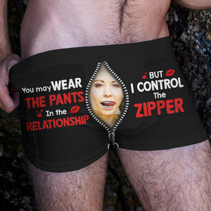 I Control The Zipper, Custom Photo Men Boxer Briefs, Naughty Gift For Him - Boxer Briefs - GoDuckee