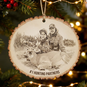 Custom Photo Engraved Effect Wood Ornament, Personalized Gifts For Hunting Lovers 02qhti071025 - Ornament - GoDuckee