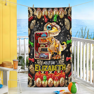 Dino Alphabet Letter Beach Towel - Personalized Gifts For Movie Lovers 03tgti110725 - Beach Towel - GoDuckee