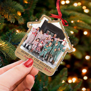 Home Of The Jolliest, Gift For Family, Personalized Acrylic Ornament, Funny Family Photo Upload Ornament, Christmas Gift 03HTTI171123 - Ornament - GoDuckee