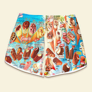 Gift For Ice Cream Lover, Personalized Couple Beach Shorts, Summer Ice Cream Beach Short, Couple Gift 04NATI070723 - Beach Shorts - GoDuckee