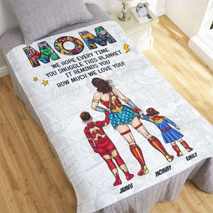 Personalized Gifts For Mom Blanket Super Mom And Kids 01NATI200325PA - Blanket - GoDuckee