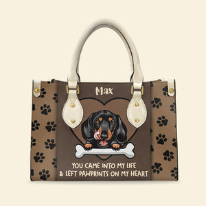 You Came Into My Life And Left Paw Prints On My Heart Personalized Leather Bag Gift For Dog Lover - Leather Bag - GoDuckee