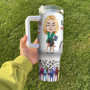 Teacher Fuel-Personalized 40oz Tumbler With Handle-Gift For Teacher- Teacher Tumbler - Tumbler Cup - GoDuckee