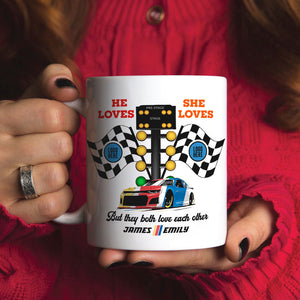 But They Both Love Each Other, Couple Gift, Personalized Mug, Racing Car Couple Mug 02HUTI091023 - Coffee Mug - GoDuckee
