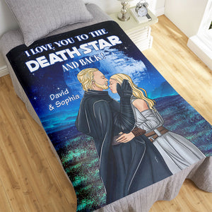 I Love You To The Death Star And Back Personalized Galaxy Couple Blanket, Gift For Couple - Blanket - GoDuckee
