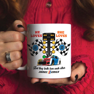 But They Both Love Each Other, Couple Gift, Personalized Mug, Racing Car Couple Mug 02HUTI091023 - Coffee Mug - GoDuckee