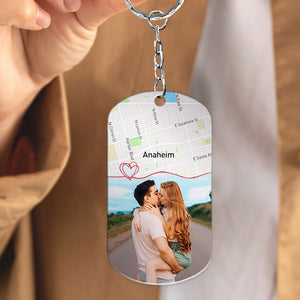How We Met Each Other, Couple Gift, Personalized Stainless Steel Engraved Keychain, Custom Photo Couple Keychain 05HTTI011223 - Keychains - GoDuckee