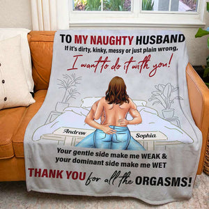 Thank You For All The Orgasms, Personalized Blanket, Naughty Couple, Gifts For Couple - Blanket - GoDuckee