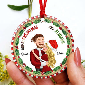 And At Christmas And Always, Couple Gift, Personalized Ceramic Ornament, Hugging Couple Ornament, Christmas Gift - Ornament - GoDuckee
