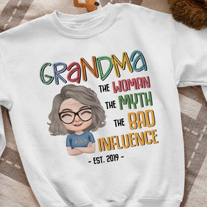 Grandma The Woman The Myth The Bad Influence - Personalized Grandma T-shirt, Hoodie, Sweatshirt - Gift For Grandma - Shirts - GoDuckee