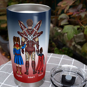 Our Hero Did Come, His Name Is Dad, Gift For Dad, Personalized Tumbler, Father And Kids Tumbler 04NATI100623TM - Tumbler Cup - GoDuckee