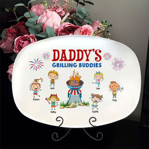 Daddy's Grilling Buddies-Gift For Dad-Personalized Resin Plate- Grill Dad - Resin Plate - GoDuckee