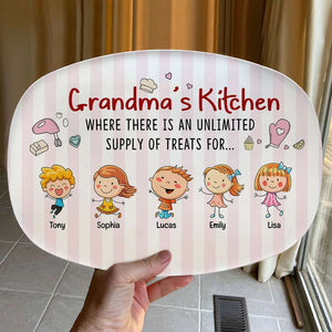 Grandma's Kitchen, Gift For Grandma, Personalized Plate, Grandkids Plate - Resin Plate - GoDuckee