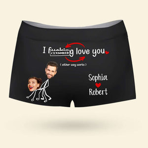 Couple I F Love You - Men & Women Boxer Briefs - Upload Face Photo - Either Way Works Couple Underwear - Boxer Briefs - GoDuckee