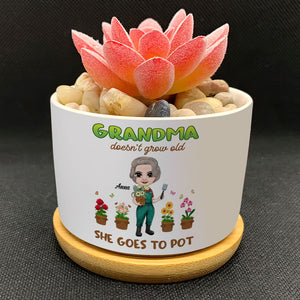 Grandma Doesn't Grow Old, Personalized Plant Pot, Gift For Grandma/Grandpa - Plant Pot - GoDuckee
