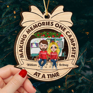 Making Memories One Campsite, Personalized Wood Ornament, Gifts For Couple - Ornament - GoDuckee