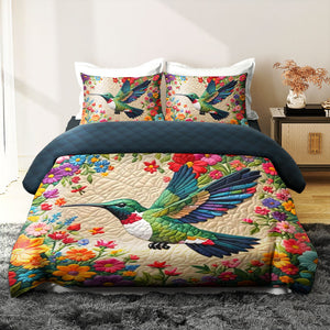 Gifts For Hummingbird Lover Quilt Bed Set 05huti180125 - Blanket - GoDuckee