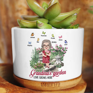 Grandma's Garden, Gift For Grandma, Personalized Plant Pot, Butterfly Grandkids Plant Pot - Plant Pot - GoDuckee