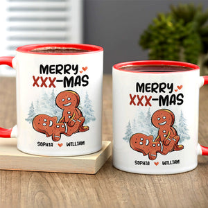 Funny Couple Merry XXX Mas, Personalized Accent Mug, Gifts For Him - Gifts For Her - Coffee Mug - GoDuckee