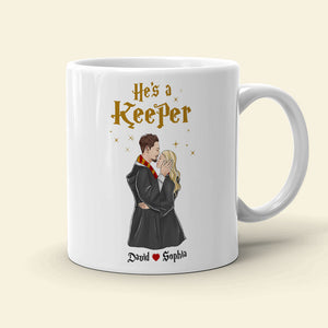 She's A Catch, He's A Keeper, Gift For Couple. Personalized Mug, Wizard Couple Mug, Couple Gift 06HTTI180723TM - Coffee Mug - GoDuckee