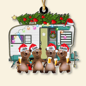 Camping Bear Drink, Personalized Ornament, Gifts For Camper 02ACDT270923 - Ornament - GoDuckee