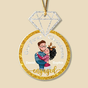 Our First Christmas Engaged, Personalized Ornament, Couple Gifts - Ornament - GoDuckee