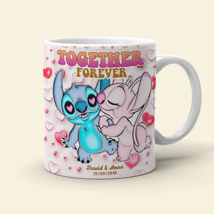 Together Forever, Couple Gift, Personalized Coffee Mug, Cartoon Couple Mug 03NATI271023 - Coffee Mug - GoDuckee