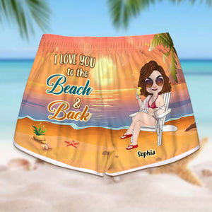 I Love You To The Beach And Back, Personalized Beach Shorts, Beach Couple Shorts, Couple Gift - Beach Shorts - GoDuckee