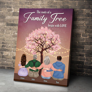 The Roots Of A Family Tree Begin With Love Personalized Hugging Family Canvas Print Gift For Family - Poster & Canvas - GoDuckee