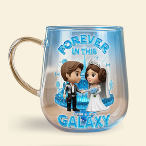 Galaxy Couple Glass Mug - Personalized Gifts For Couple 04ohti060625 - 3D Heart Glass Mug - GoDuckee