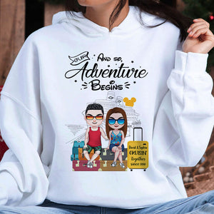 Our Adventure Begins, Gift For Couple, Personalized Shirt, Traveling Couple Shirt, Couple Gift 01DNTI150423HH - Shirts - GoDuckee