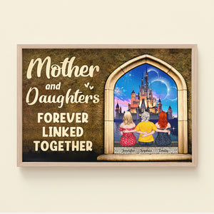 Mother And Daughters Forever Linked Together, Personalized Canvas, Gift For Mom 03ACDT280323TM - Poster & Canvas - GoDuckee
